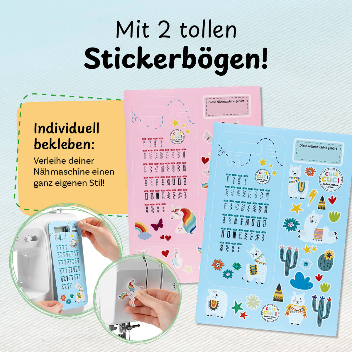 Zwei Stickerbögen.