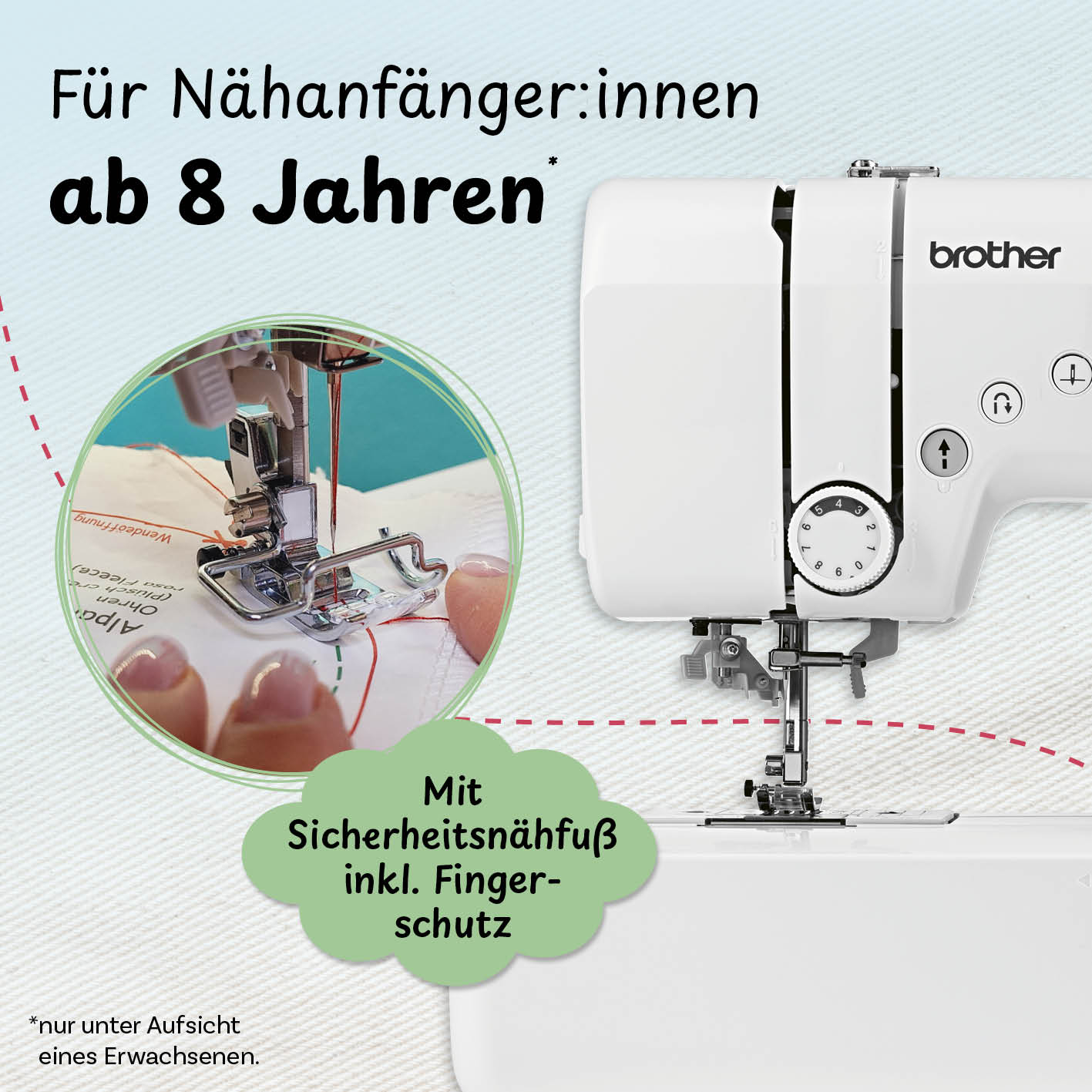 Nähmaschine für Kinder ab 8 Jahren.