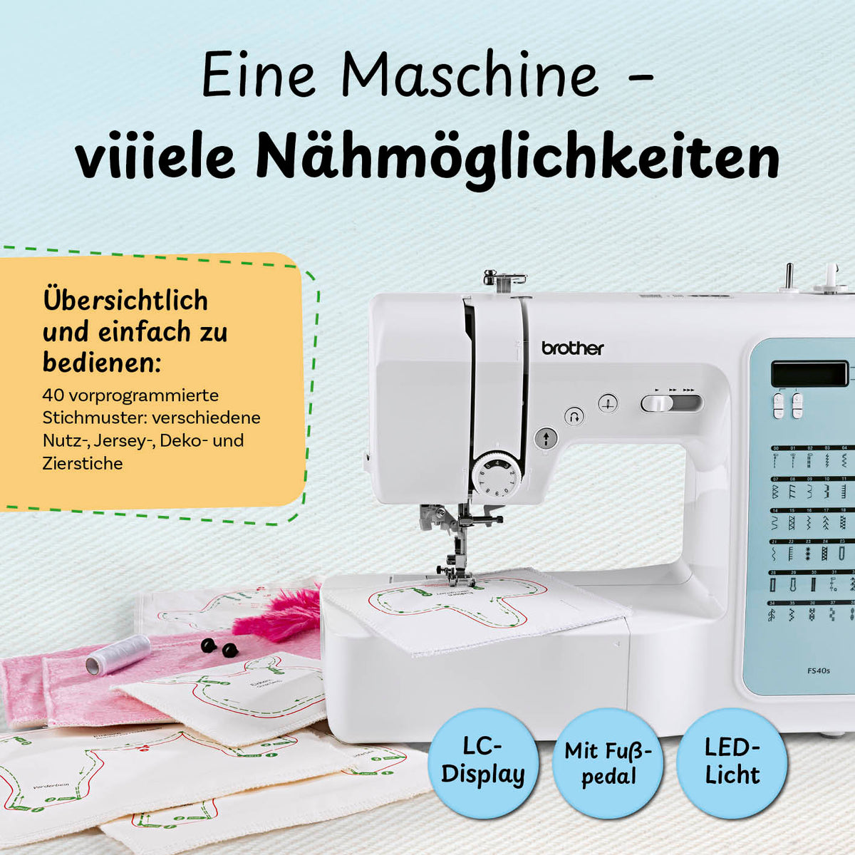 Nähmaschine mit 40 Programmen.