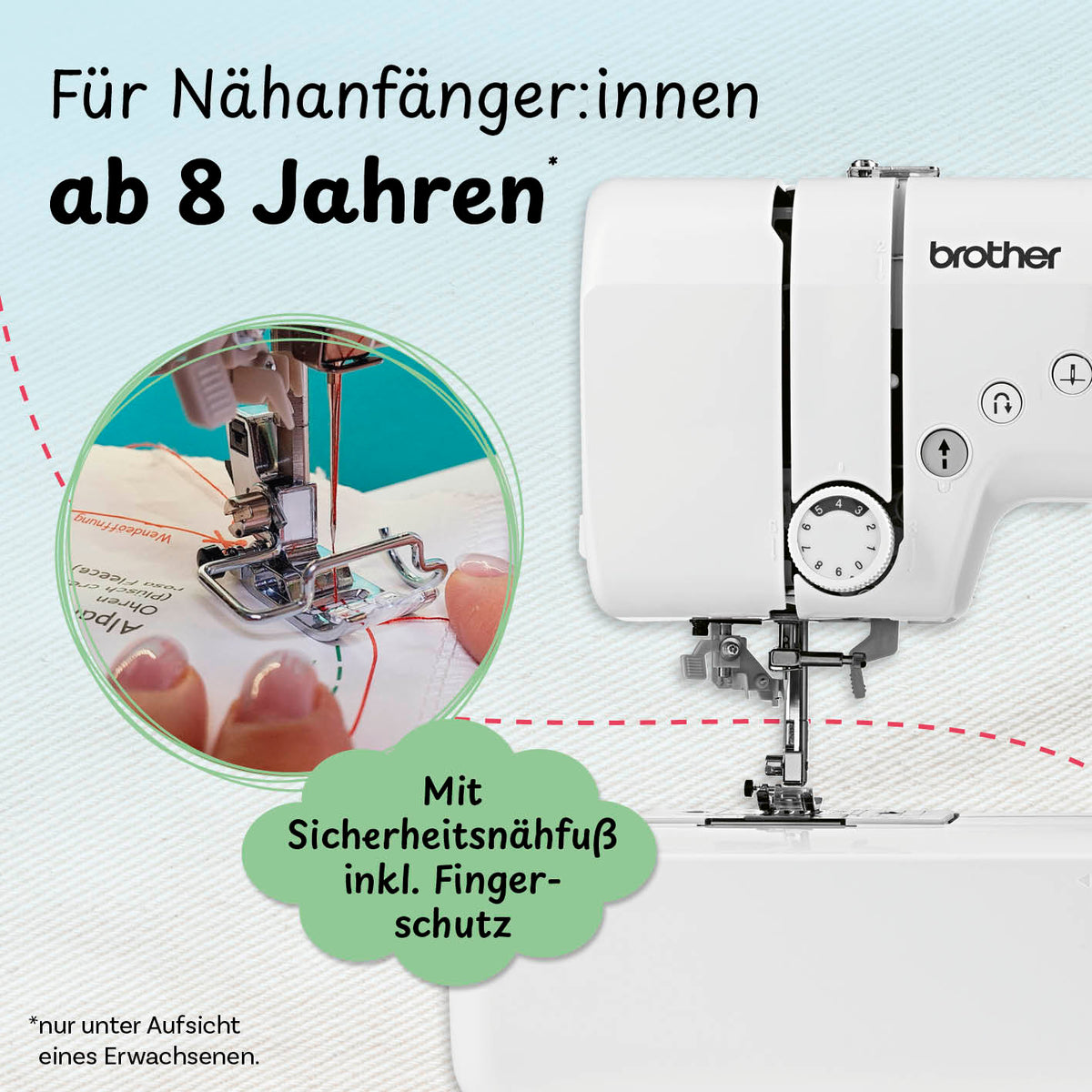 Nähmaschine für Kinder ab 8 Jahren.