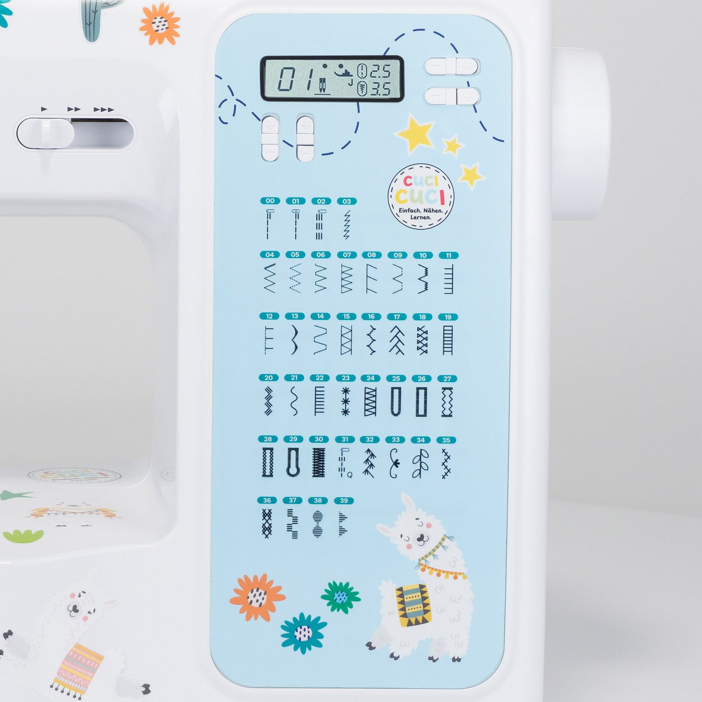 Kindernähmaschine im Kombipaket mit Näh-Baukasten Alpaka Anton